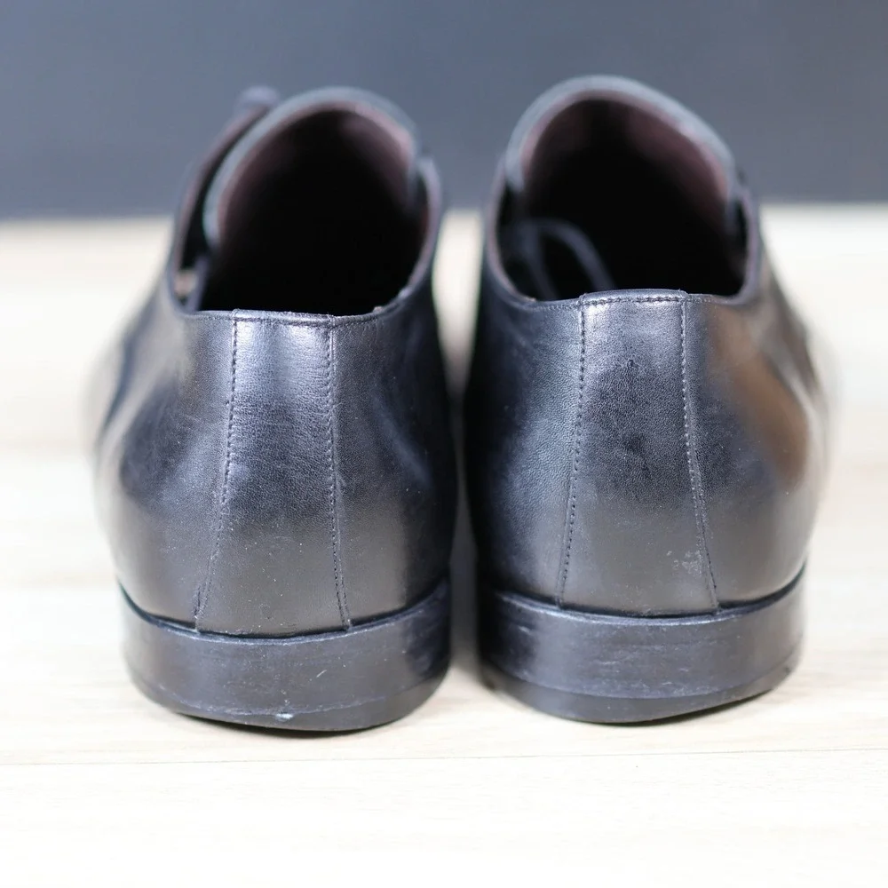 Bruno Magli Shoes Mens Size 11 Black Dress Derby Leather Apron Toe Made in Italy